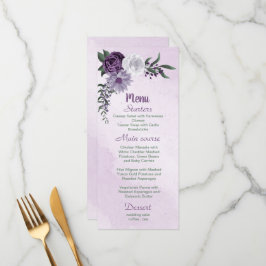 romantisk lila vit blomma grönt löv meny