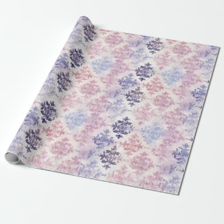 Romantisk Lila Watercolor Damask Presentpapper