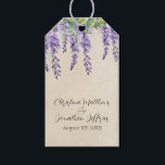 Romantisk Lila Wisteria på Rustic Parchment Presentetikett<br><div class="desc">De här vintage stil,  romantiska märkre i bröllop-presenten,  har en papper ritning med vattenfärgsblommor i lila. En känslig blommigt av wisteria och greenery visas på toppen.</div>