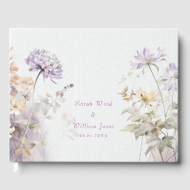 Romantisk lilac blommigt Bröllop Guest Bok