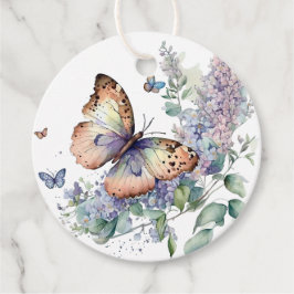 Romantisk lilac och fjäril tack för att du föredra gåvor etiketter