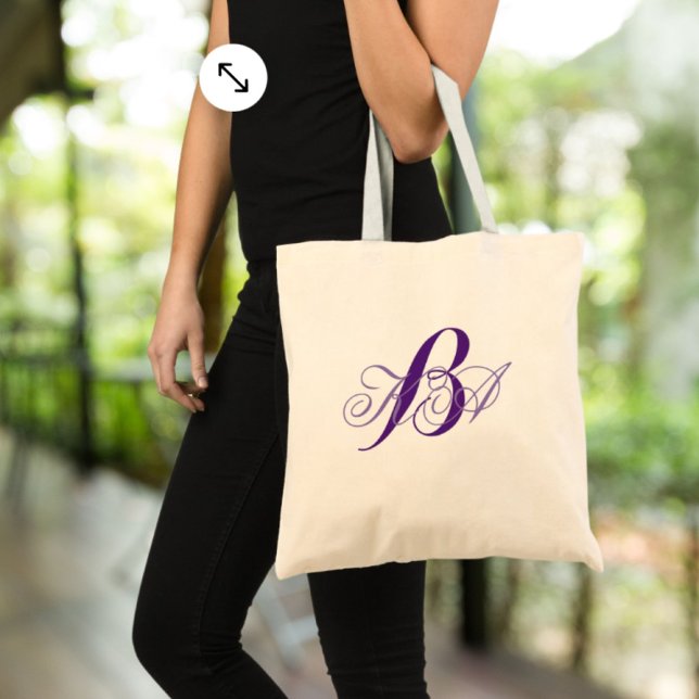 romantisk lilac ombre lila monogram bridesmaid tygkasse (romantic lilac ombre purple monograms bridesmaid tote bag)