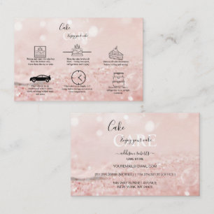 Romantisk ljudeffekt rosa glitter Cake Care Busi Visitkort