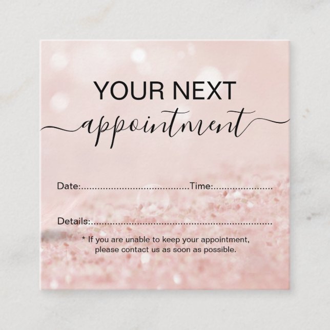 Romantisk ljudeffekt rosa glitter möte ca tidsbeställning kort (Framsida)