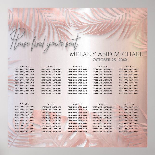 Romantisk löv av metallisk tropisk guld i ro poster (Framsidan)