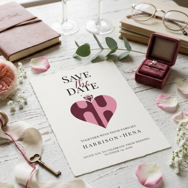 Romantisk Lyx HH Monogram Bröllop Spara Datumet (Skapare uppladdad)