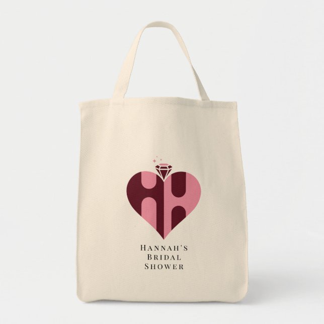 Romantisk Lyx HH Monogram Bröllop Tygkasse (Framsidan)