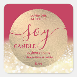 Romantisk lyxmanschett soy candle viva-magenta fyrkantigt klistermärke