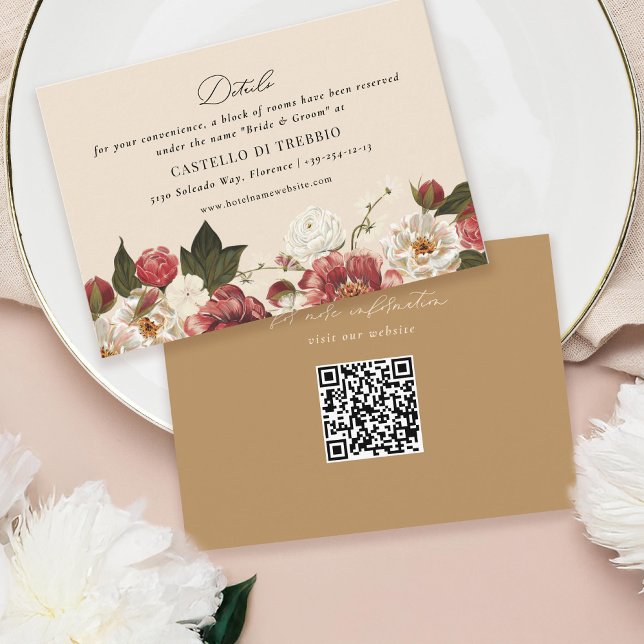 Romantisk målad Blommigt Cream Bröllop Tilläggskort (Skapare uppladdad)
