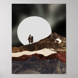 Romantisk månbelyst marmor liggande poster