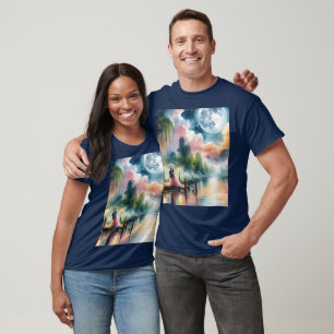 Romantisk månljusvattensfärg Nattscen T Shirt