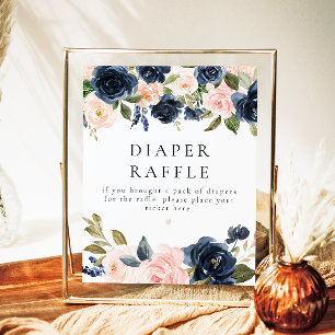 Romantisk marin  Blommigt Förminska Raffle Baby-sk Poster