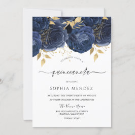 Romantisk marin Ro Elegant Quinceanera Party Invi Inbjudningar