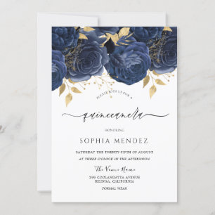 Romantisk marin Ro Elegant Quinceanera Party Invi Inbjudningar