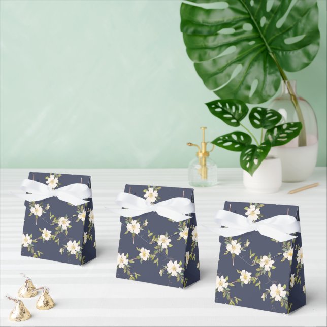 Romantisk marinblå vit blommig  presentaskar (Multipel)
