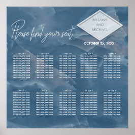 Romantisk marmorblå marmor geometrisk kalligrafi poster