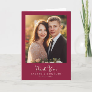 Romantisk Maroon Elegant Foto Tack Kort