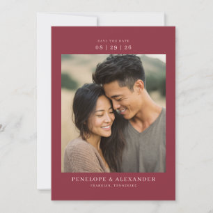Romantisk Maroon Minimalistisk Foto Spara Datumet
