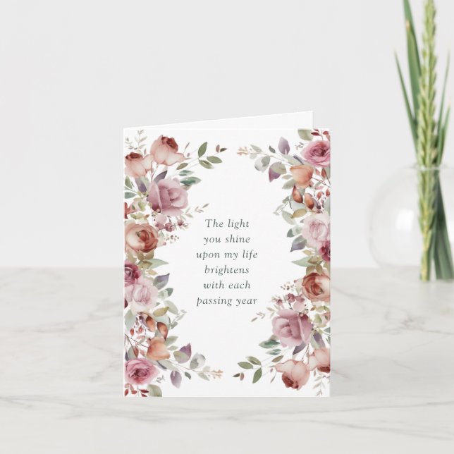 Romantisk Mauve Blommig Bröllopsjubileum Kort (Framsida)