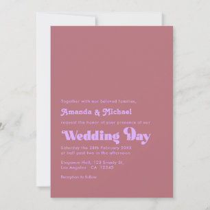Romantisk Mauve och Roséguld Typografi Bröllop Inbjudningar