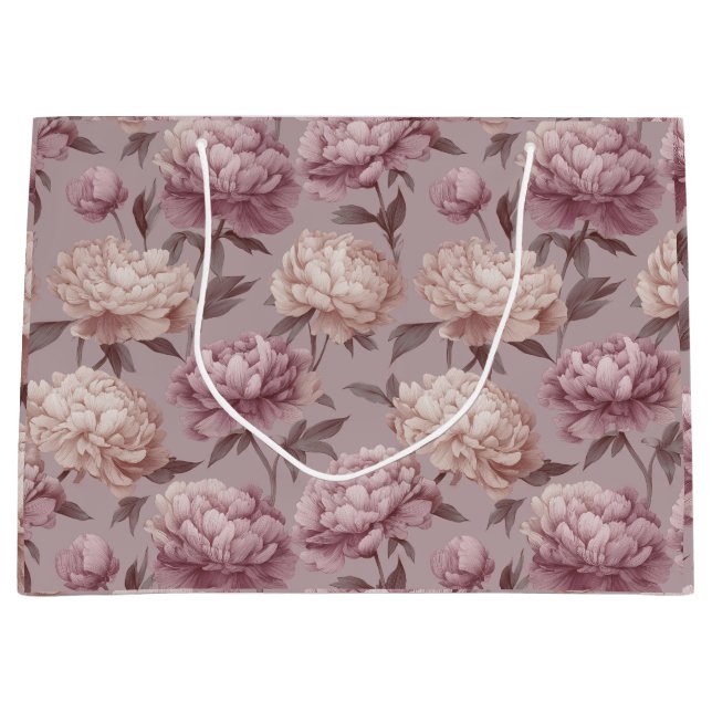 Romantisk Mauve Peony Crème Blommönster (Framsidan)