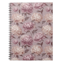 Romantisk Mauve Peony Crème Blommönster Anteckningsbok