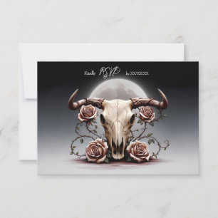Romantisk medeltida Blommigt Cow Skull Bröllop OSA Kort