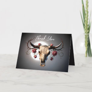 Romantisk medeltida Blommigt Cow Skull Bröllop Tack Kort