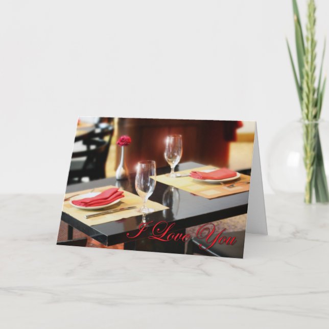 Romantisk middag för två Valentine Helgkort (Framsida)