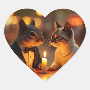 Romantisk middag hjärtformat klistermärke