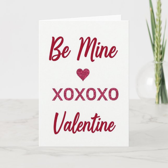 Romantisk minimalist Be Mine-kort Kort (Framsida)