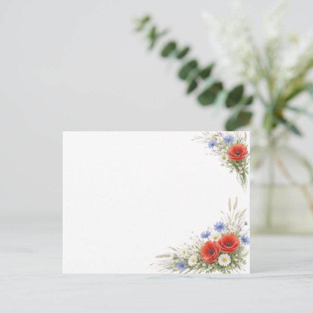 Romantisk minimalistisk blomsterplatshållare helg vykort (Stående Fram)