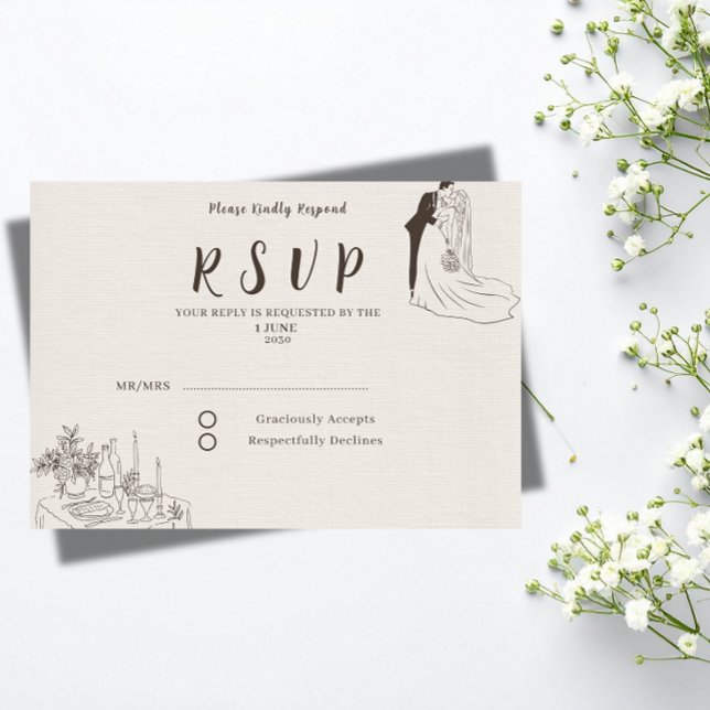 Romantisk Minimalistisk Bröllops-RSVP-Kort  OSA Kort (Skapare uppladdad)