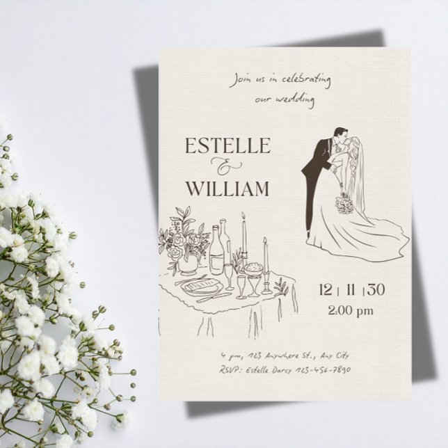 Romantisk minimalistisk bröllopsinbjudan  inbjudningar (Skapare uppladdad)