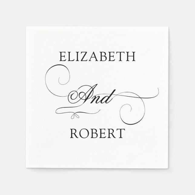 Romantisk minimalistisk lyxmonogram Bröllop Pappersservett (Framsidan)