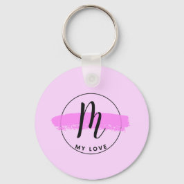 Romantisk minimalistisk rosa penseldrag nyckelring