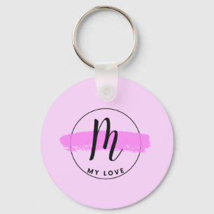 Romantisk minimalistisk rosa penseldrag nyckelring