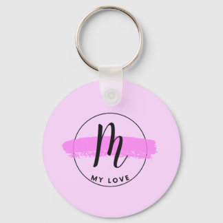 Romantisk minimalistisk rosa penseldrag nyckelring