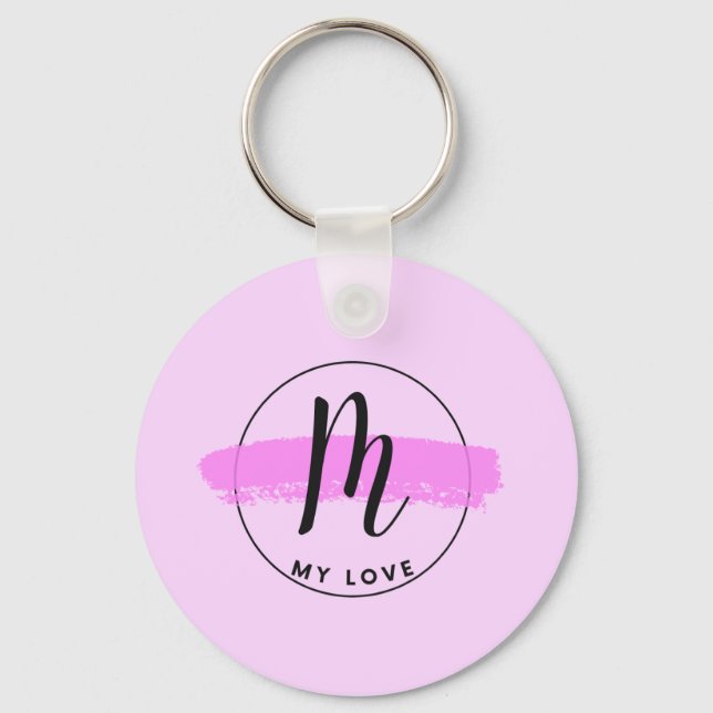 Romantisk minimalistisk rosa penseldrag nyckelring (Framsida)