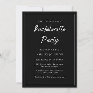 Romantisk, minimalt skript, Black Bachelorette Par Inbjudningar