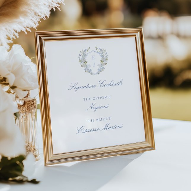 Romantisk mjuk, blå monogramVapensköld Namntecknin Poster (Skapare uppladdad)