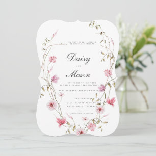 Romantisk mjuk Blommigt  rosa bröllop Inbjudningar