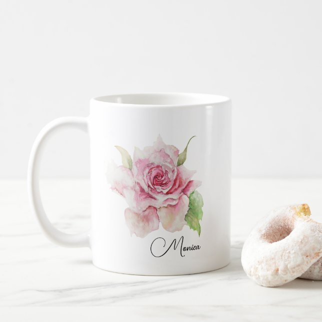 Romantisk mjuk rosa blomma kaffemugg (Med munk)