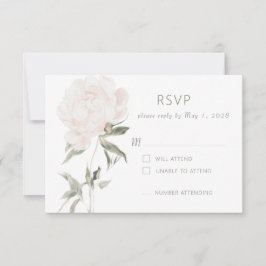 Romantisk Mjuk Rosa Peony Bröllops RSVP-kort OSA Kort