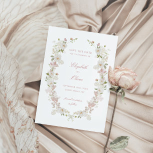 Romantisk Mjuk Rosa Vintage Ram Bröllop Spara Datumet