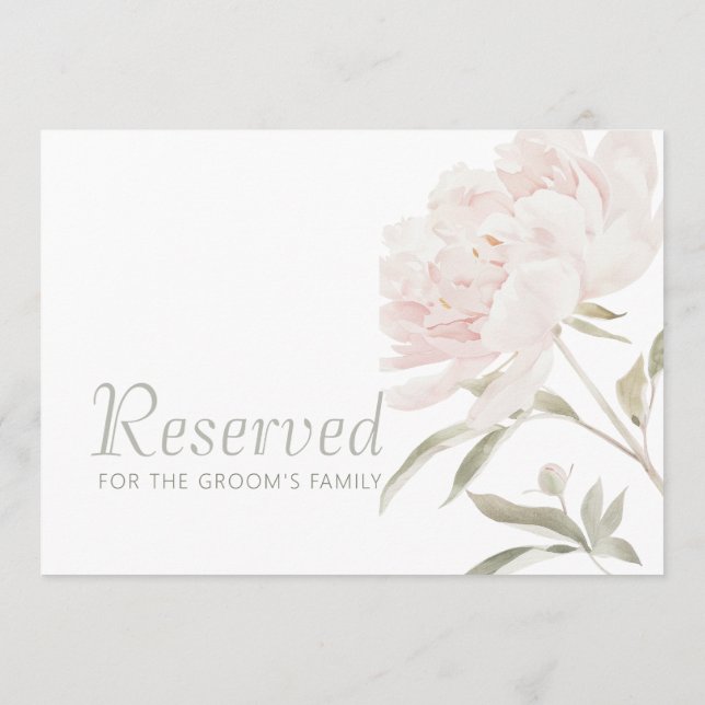 Romantisk mjuk rosé peony bröllops reserverat skyl (Baksida)
