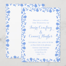 Romantisk mjuk Söt White Blue Modern Blommigt