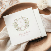 Romantisk mjuk  vit monogram Vapensköld Bröllop