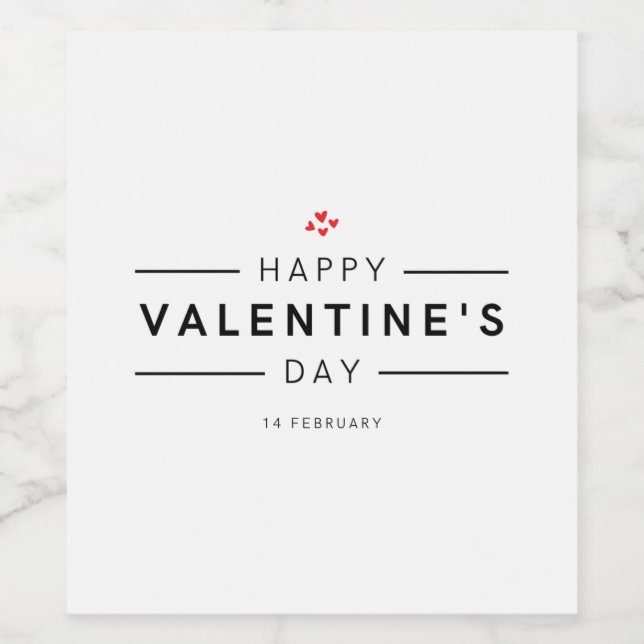 Romantisk modern februari 14 Lycklig Alla hjärtans Vinflaska Etikett (Singel etikett)