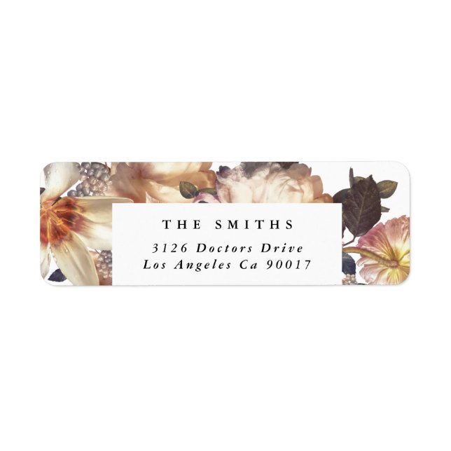 Romantisk Modern Flower Blommigt Returadress Etikett (Framsidan)